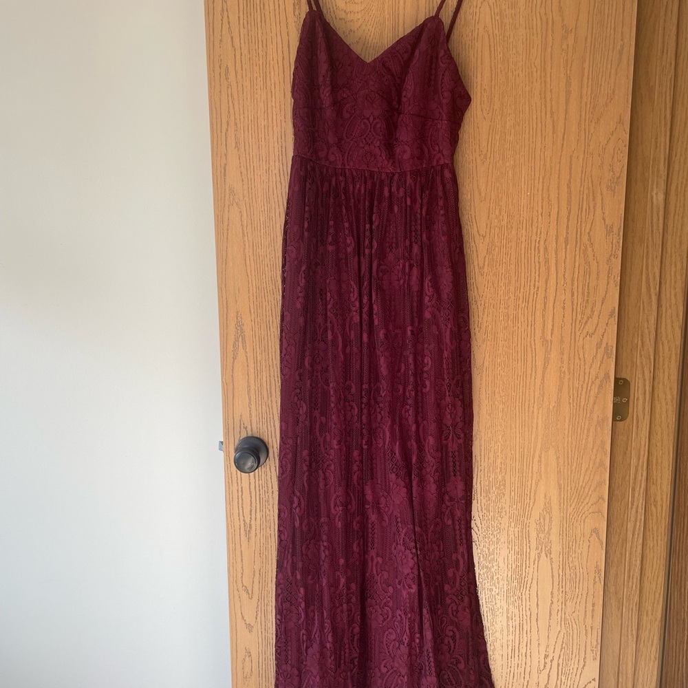 Wine Lace Bridesmaid Dress